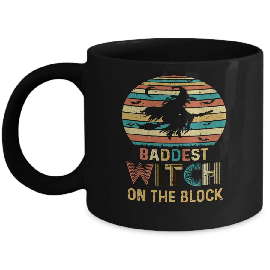 Baddest Witch On The Block Vintage Funny Halloween Gift Mug