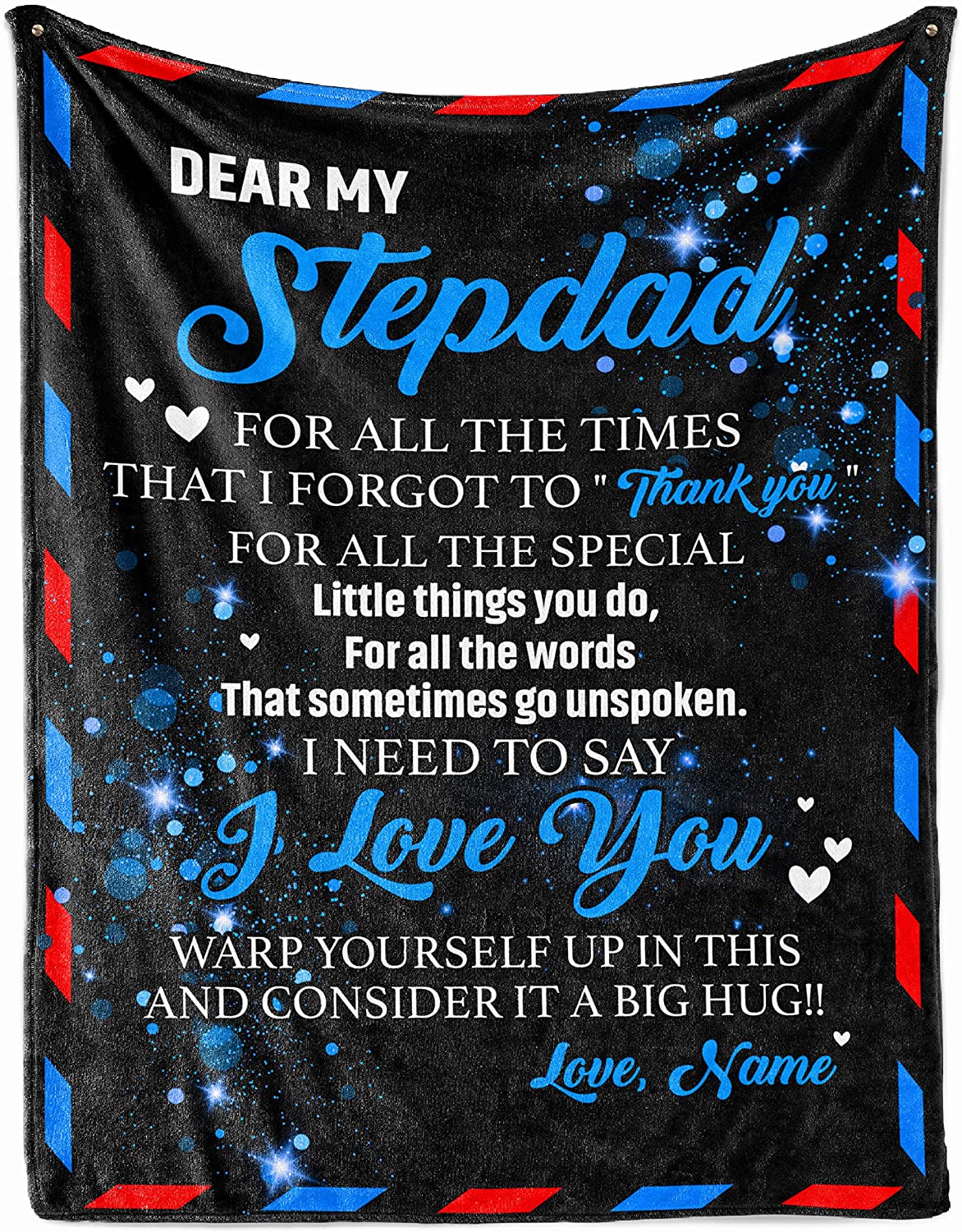 Personalized To My Stepdad Blanket Sherpa Fleece Throw Blankets Travel Warm Love Fuzzy Quilts