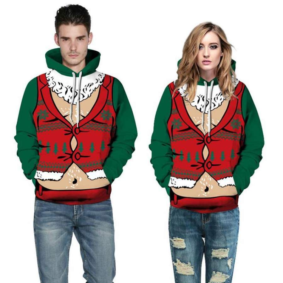 3D Print Hoodies – Santa Claus Print Pullover Hoodie OTA006