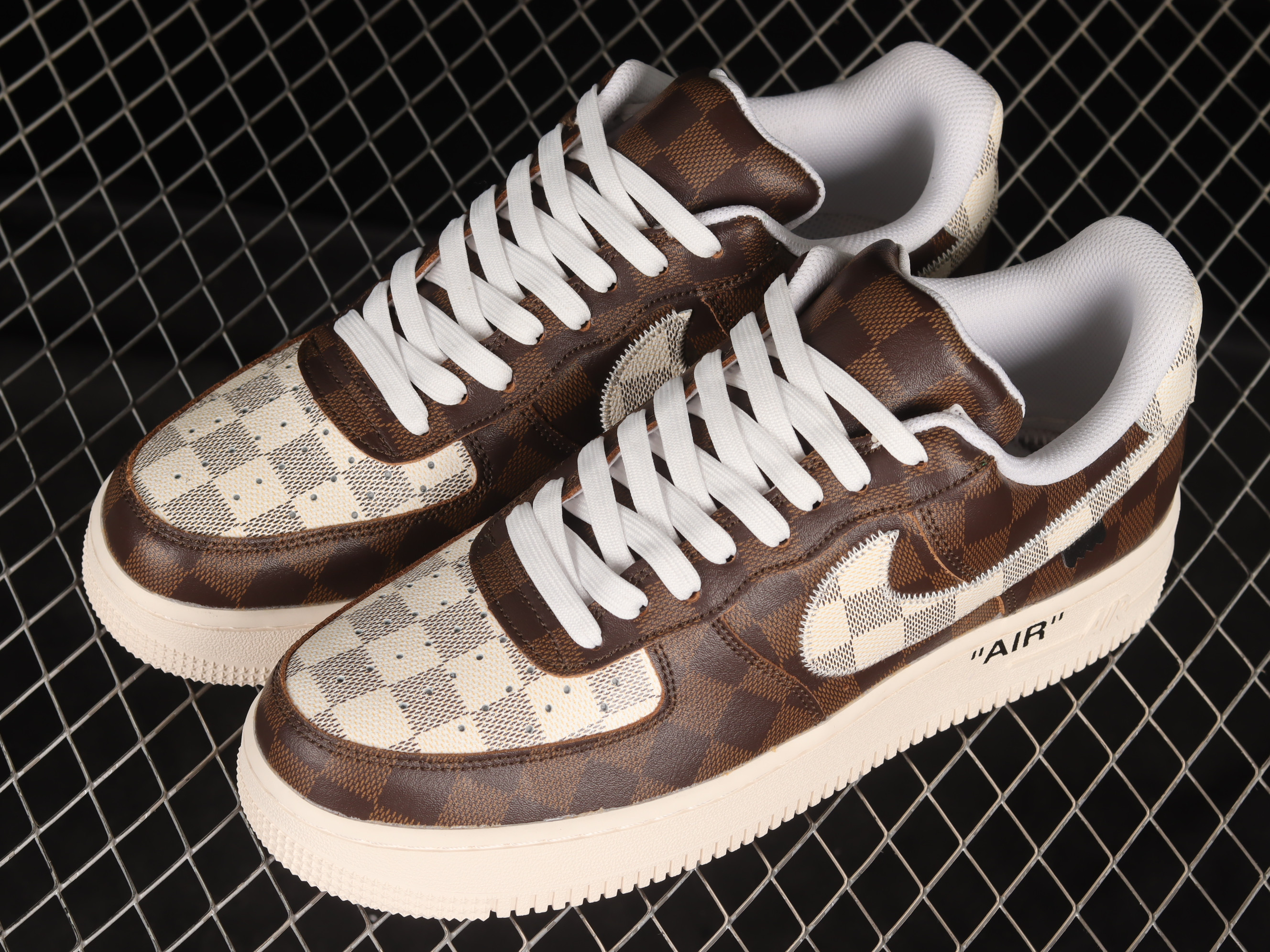 Louis Vuitton x Nike Air Force 1 BrownWhite Shoes Sneakers SNK392941159