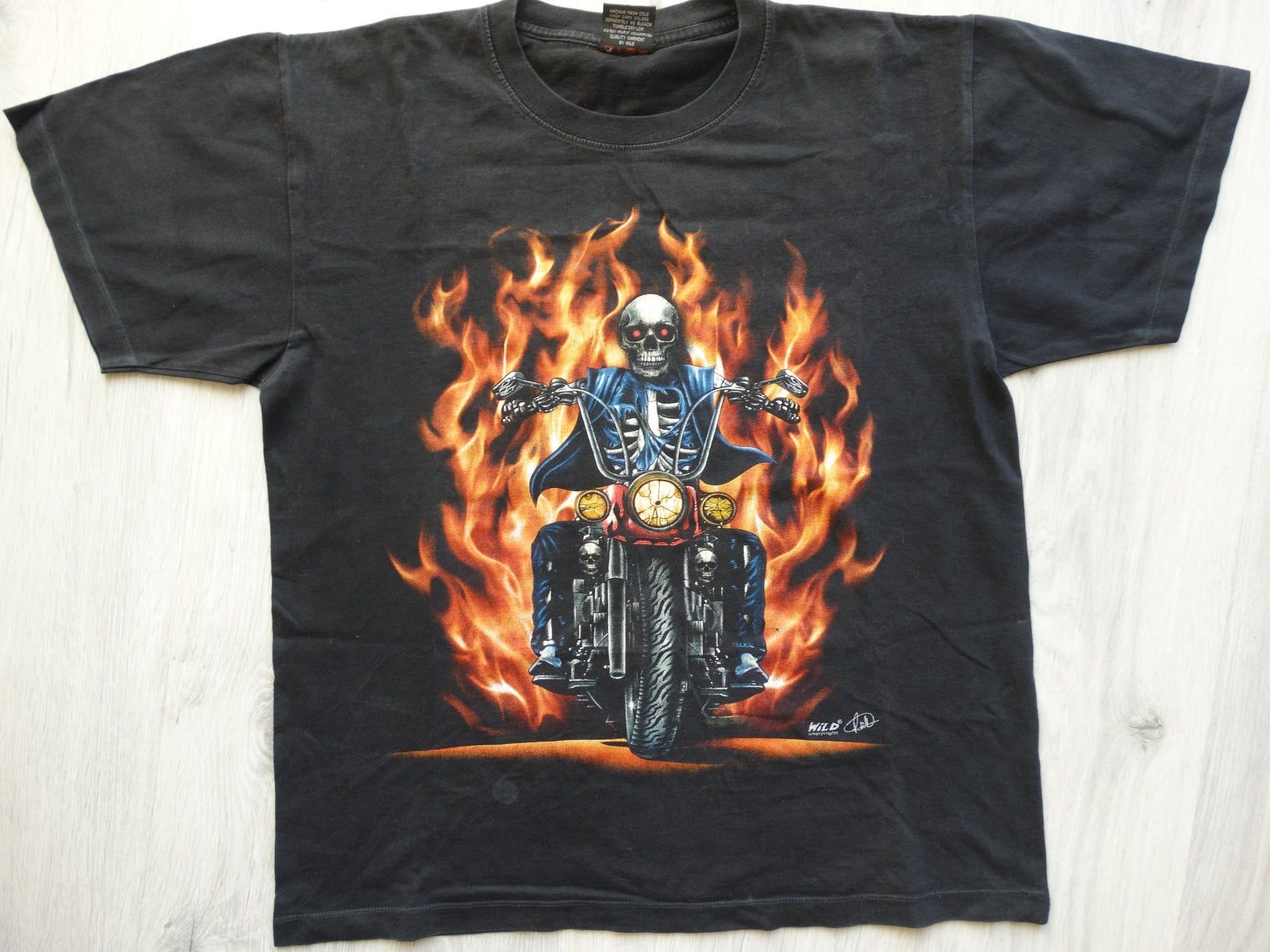 Vintage Hell Rider Biker Shirt Biker S Shirt Skull Logo Fort Worth Tx 3d Emblem Style