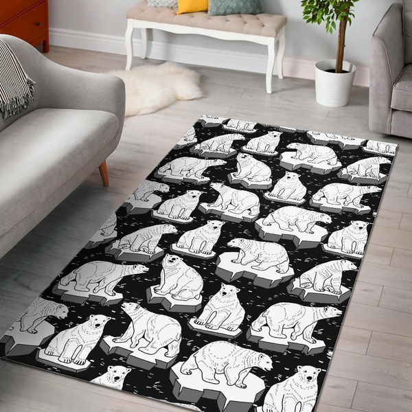 Print Pattern Polar Bear Area Rug