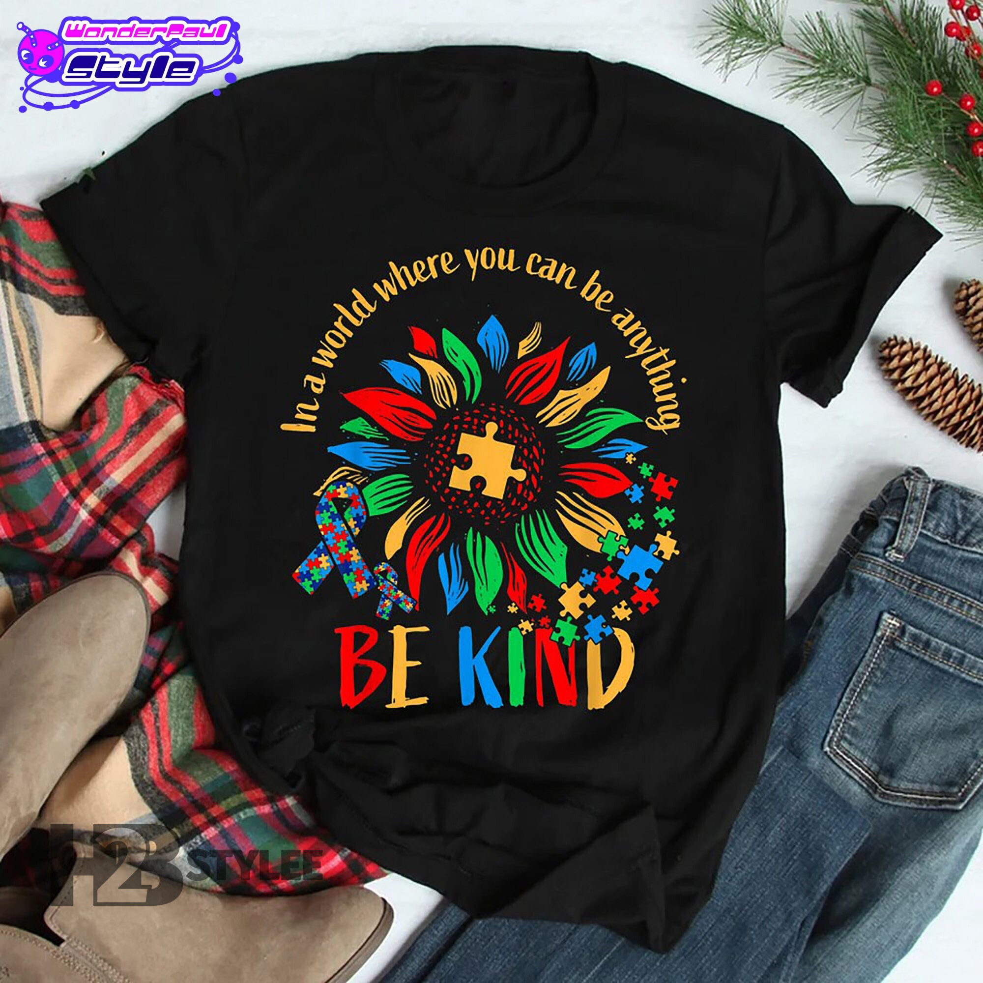 Be Kind Sunflower Autism Awareness Support Gift Neurodiversity Special Education Unisex T Shirt, Sweatshirt, Hoodie