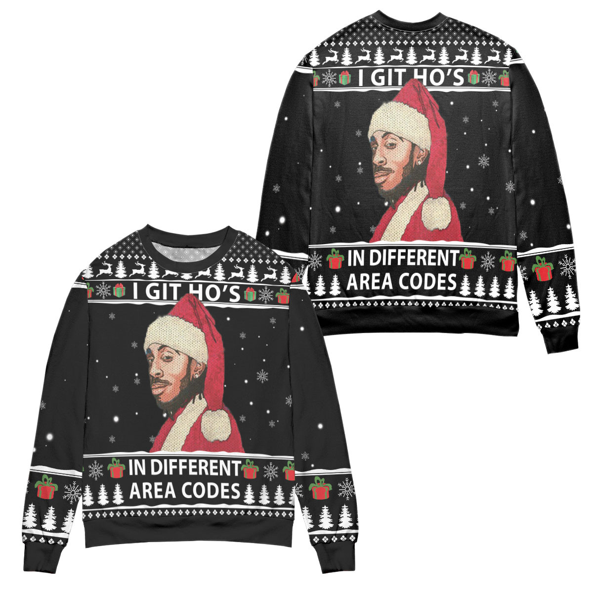 Ludacris I Got Ho’S In Different Area Codes Ugly Christmas Sweater – All Over Print 3D Sweater – Black