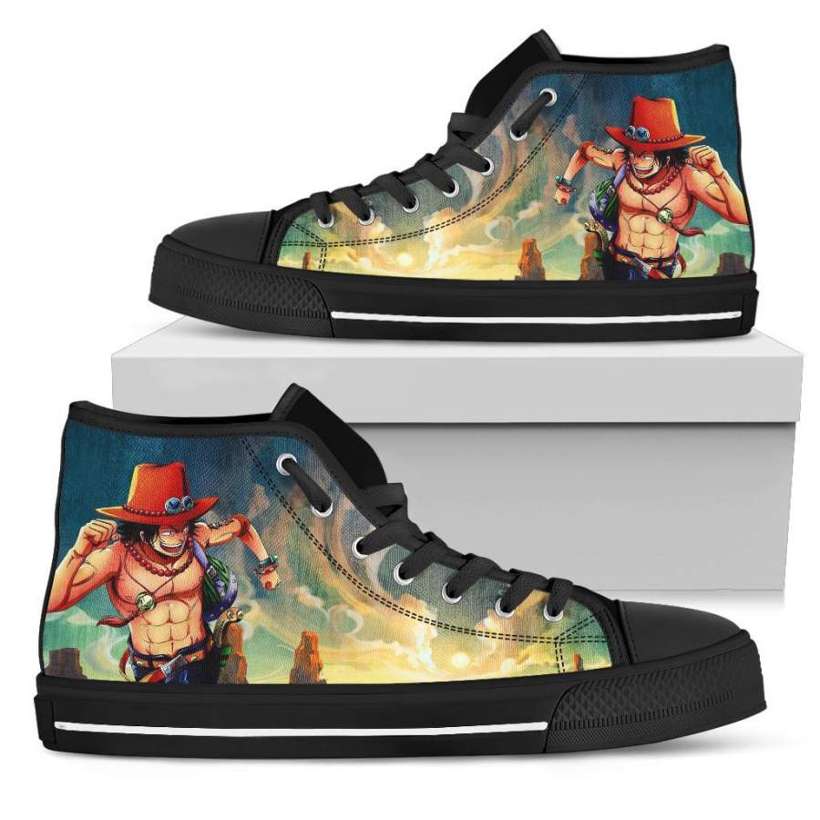 One Piece High Top Sneakers Portgas D.Ace Running Pirate H03078