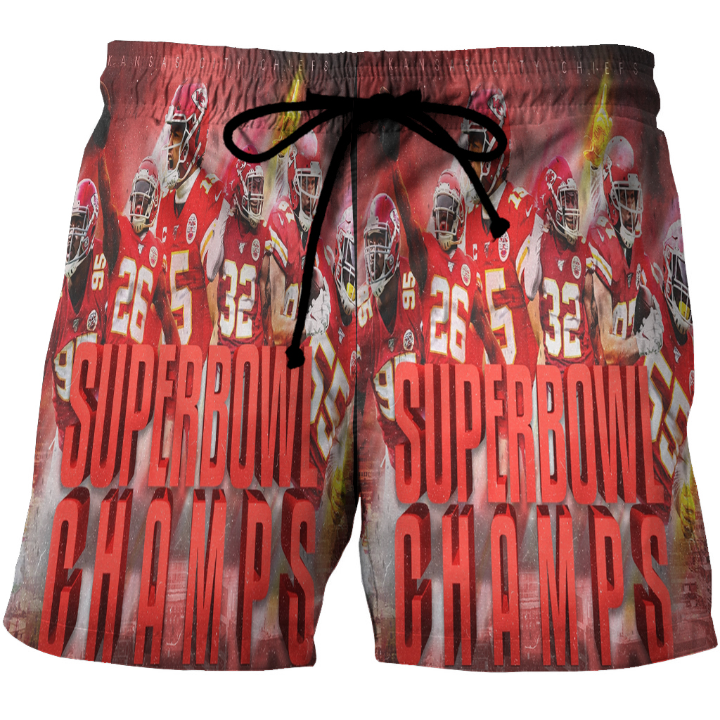 Kansas City Chiefs Team Super Bowl Champions 3D All Over Print Summer Beach Hawaiian Short