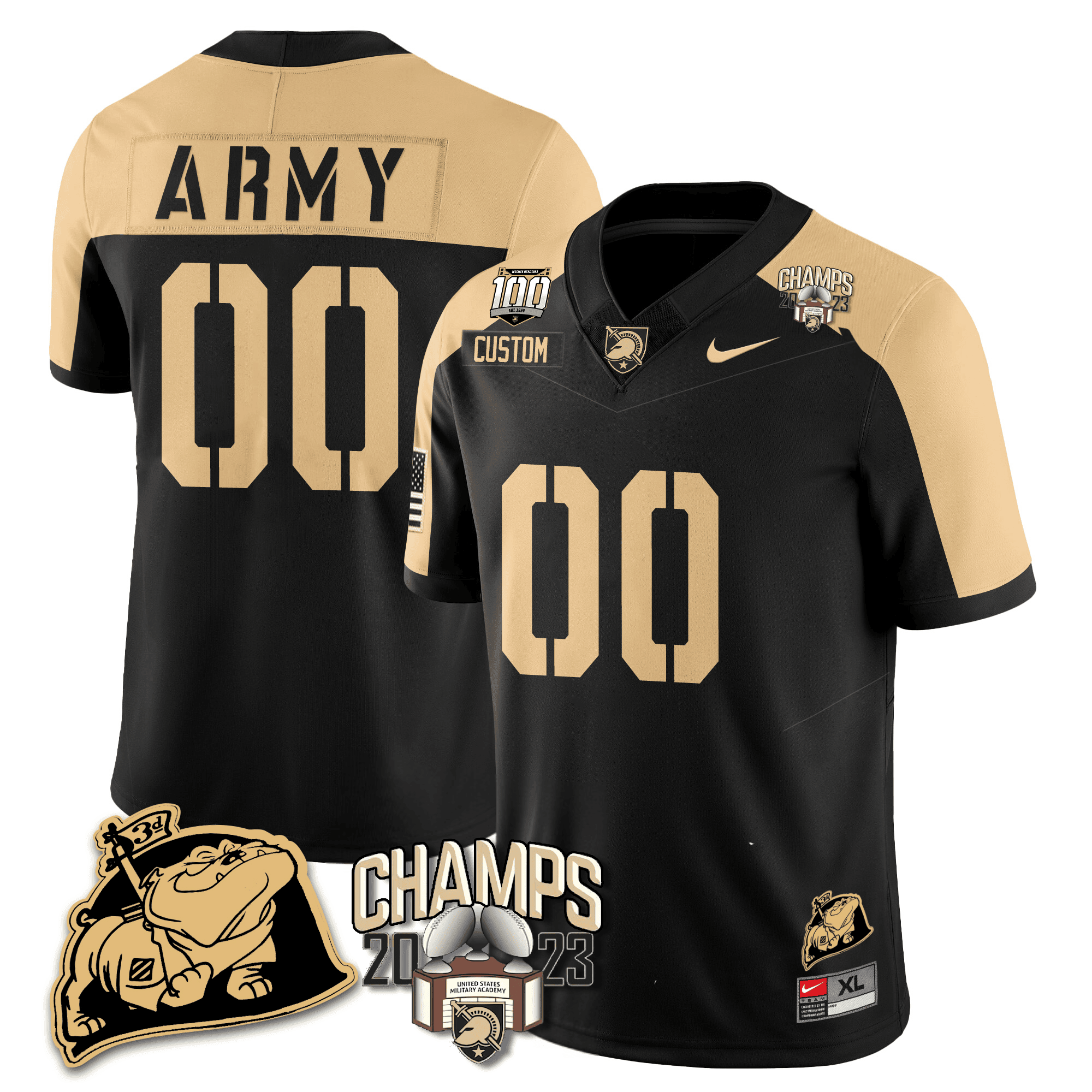 Army Black Knights 2023 Cic Trophy Champion Patch Custom Jersey – All Stitched