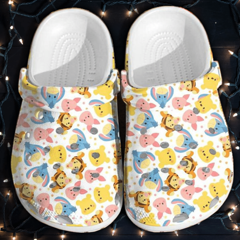 Waybackapparel Cute Winnie The Pooh Pattern 3D Crocband Clog