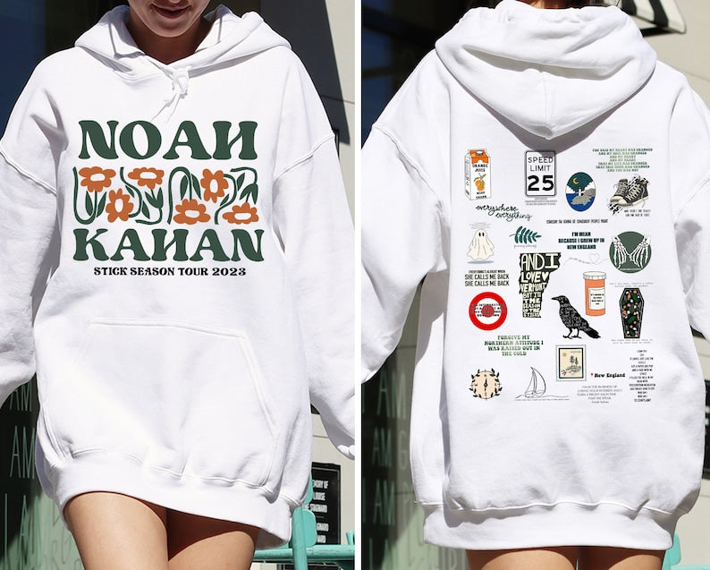 Comfort Colors 2 Sides Noah Kahan Stick Season Tour 2023 Sweatshirt&Hoodie, Noah Kahan Flok Pop Music Sweatshirt, Stick Season Merch