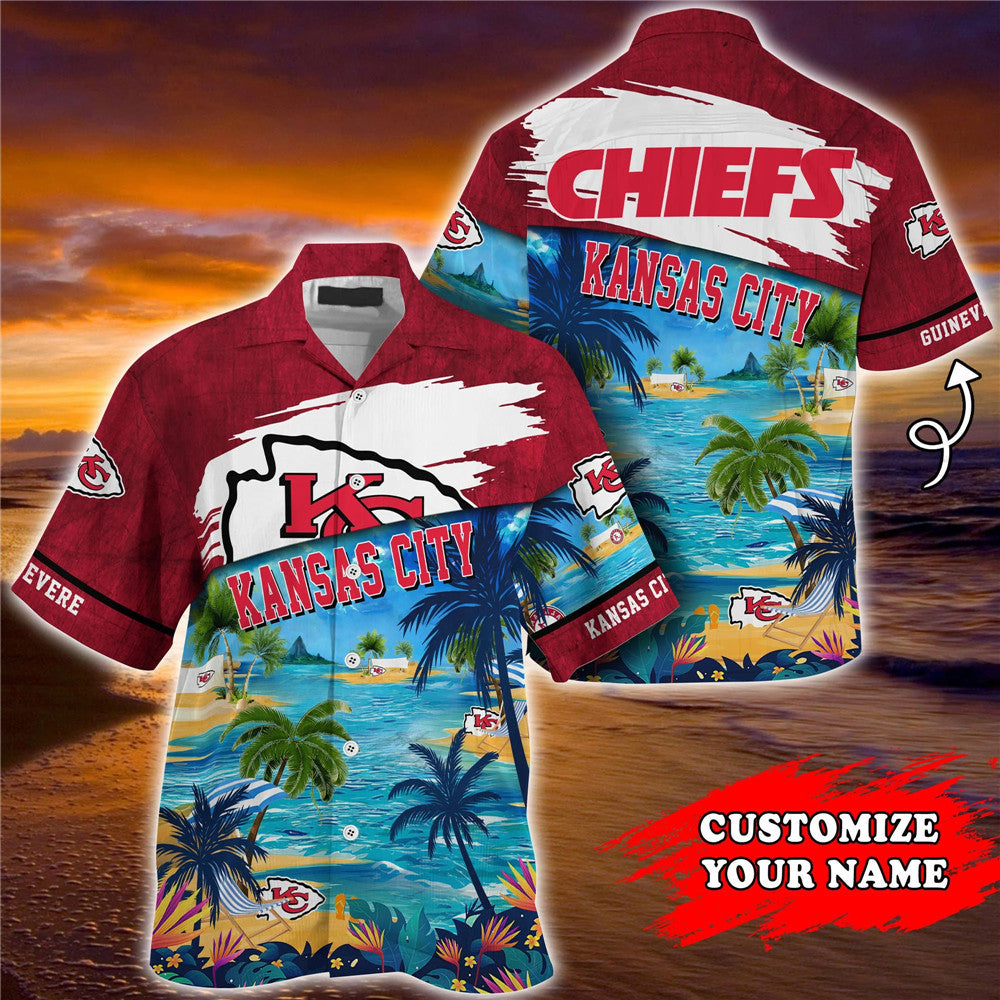 Men’S Kansas City Chiefs Hawaiian Shirt Paradise Floral