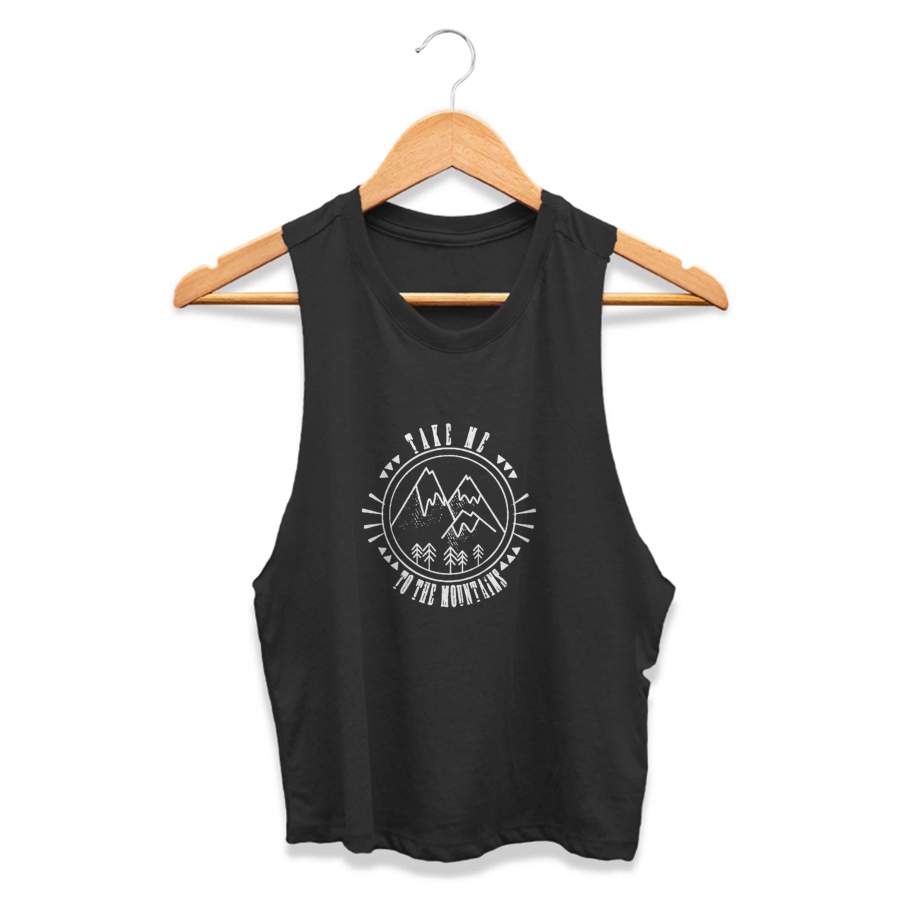 Take Me To The Mountains Outdoors Hiking Camping Vintage Nature Christmas Gift CPY Womans Crop Tanktop Tee