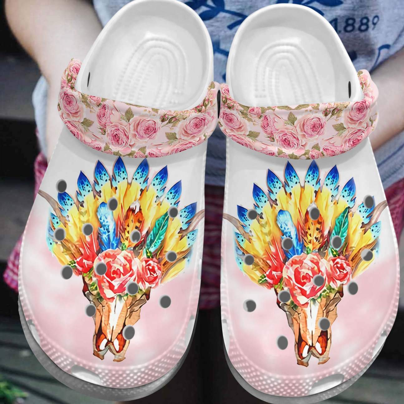 Skull Personalized Clog, Custom Name, Text, Color, Number Fashion Style For Women, Men, Kid, Print 3D Flower Animal Skull