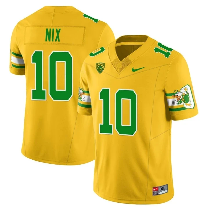 Bo Nix Oregon Ducks Mighty Oregon 1984 Throwback Yellow Jersey – All Stitched