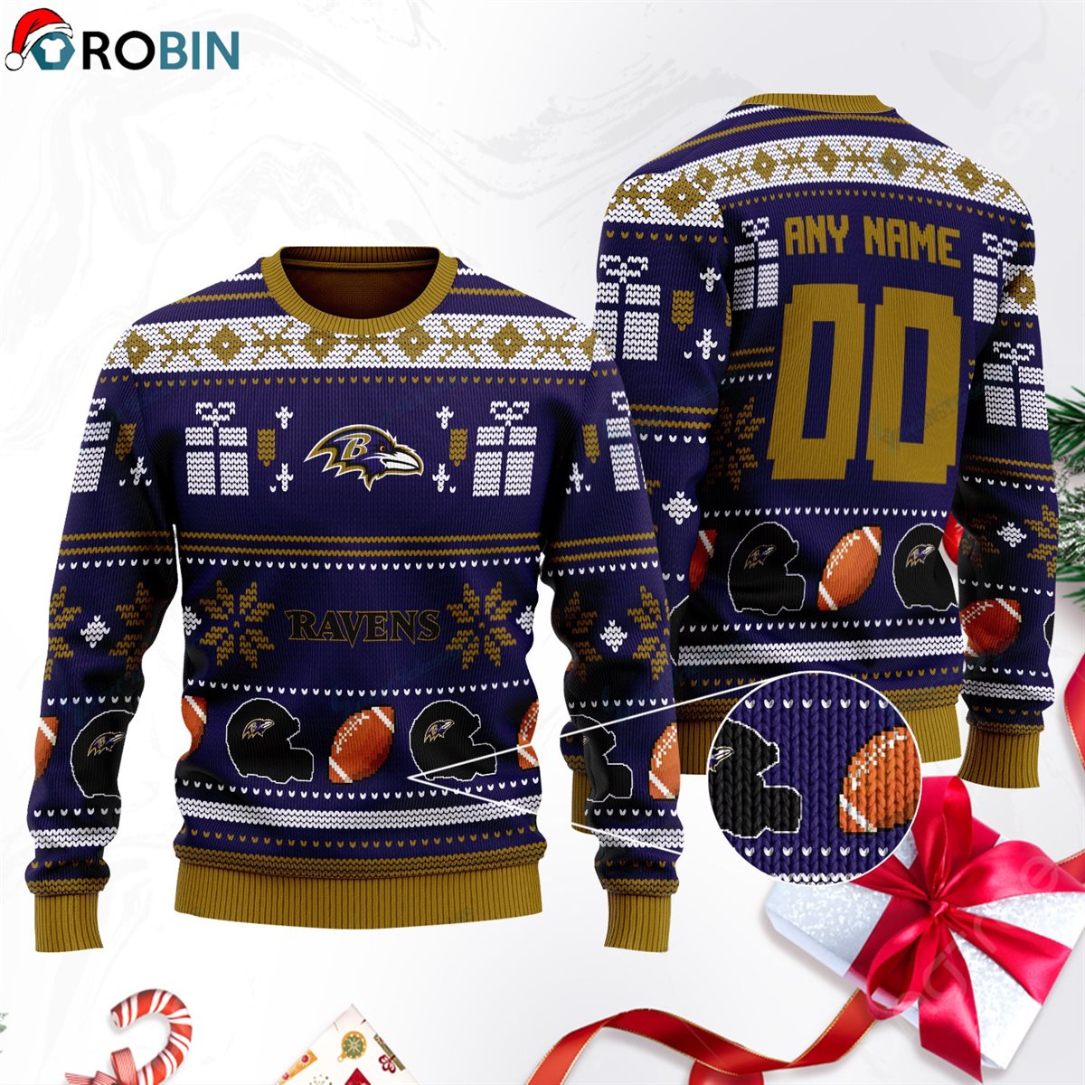 Baltimore Ravens Gift For Fan Ugly Wool Sweater Christmas Sweatshirt Swt199