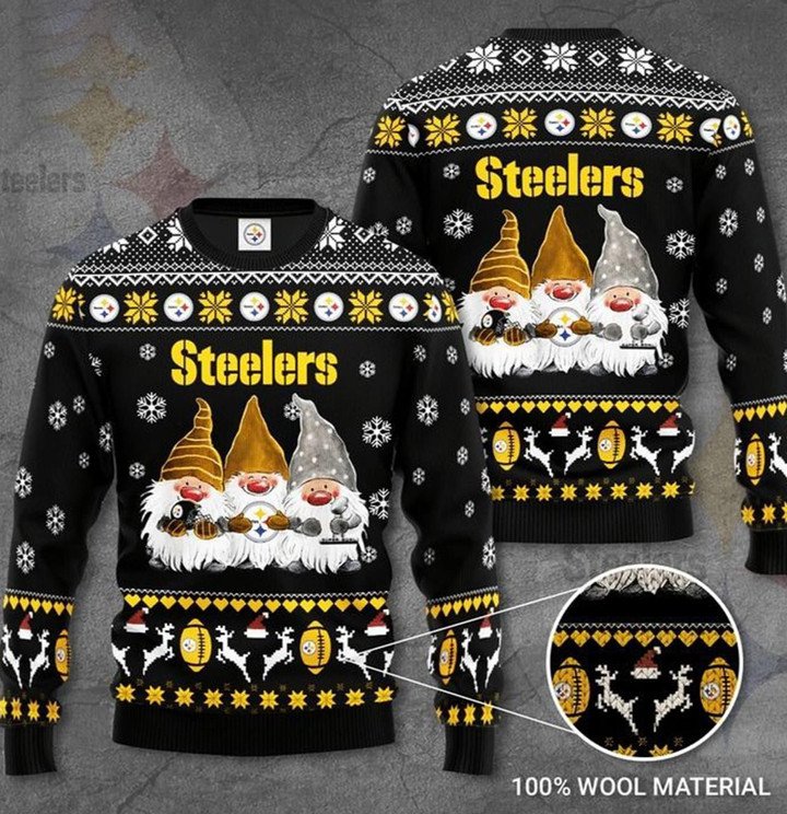 Pittsburgh Steelers Drawfs Black Gift For Fan Ugly Wool Sweater Christmas