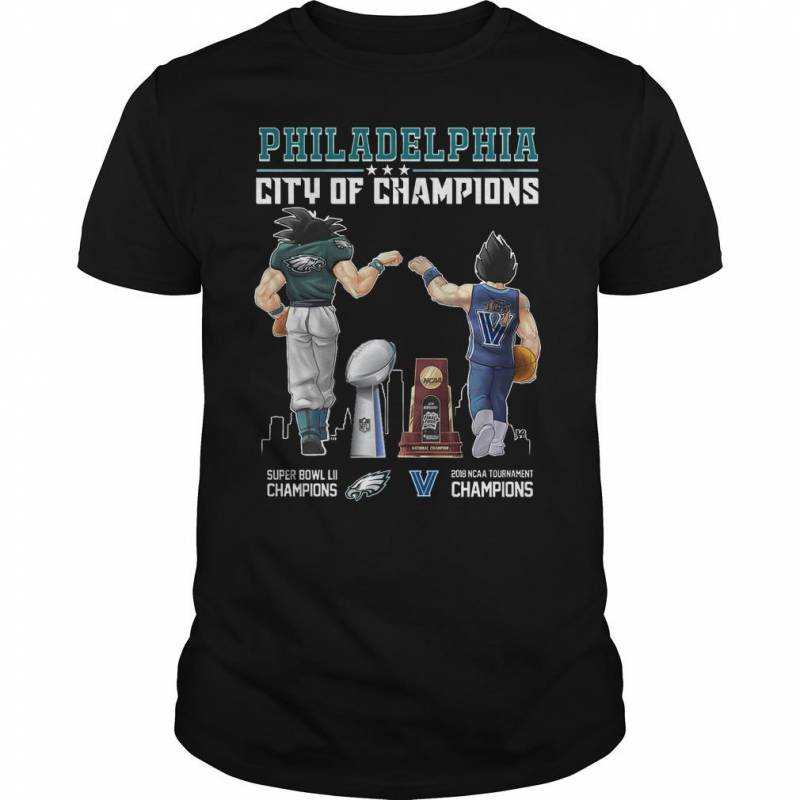 Songoku Philadelphia Eagles vs Vegeta Villanova Wildcats city of champions shirt Premium Fitted Guys Tee
