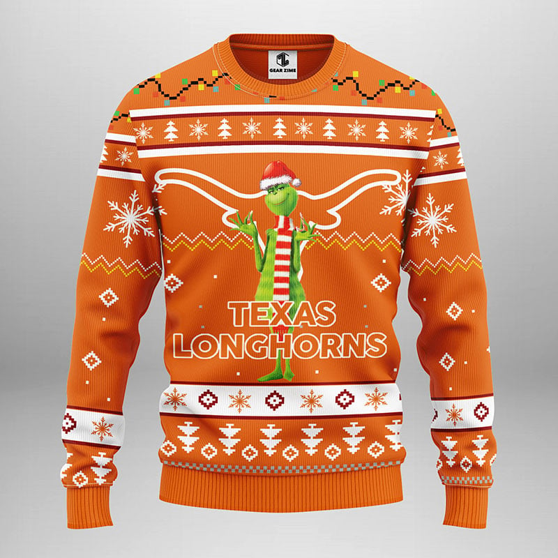 Texas Longhorns Funny Grinch Ugly Christmas Sweater