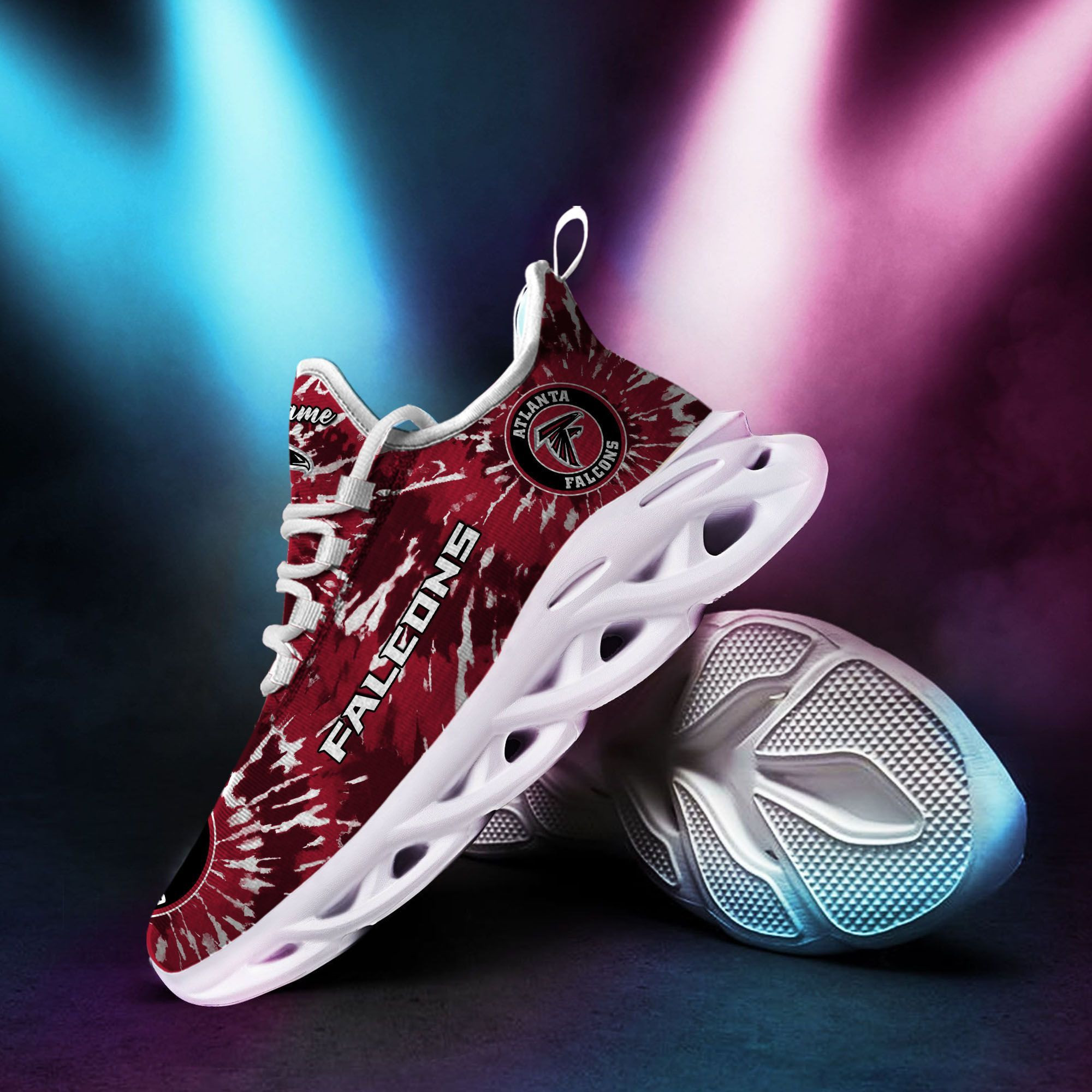 Atlanta Falcons Custom Name Tie Dye Max Soul Sneaker Shoes For Fans