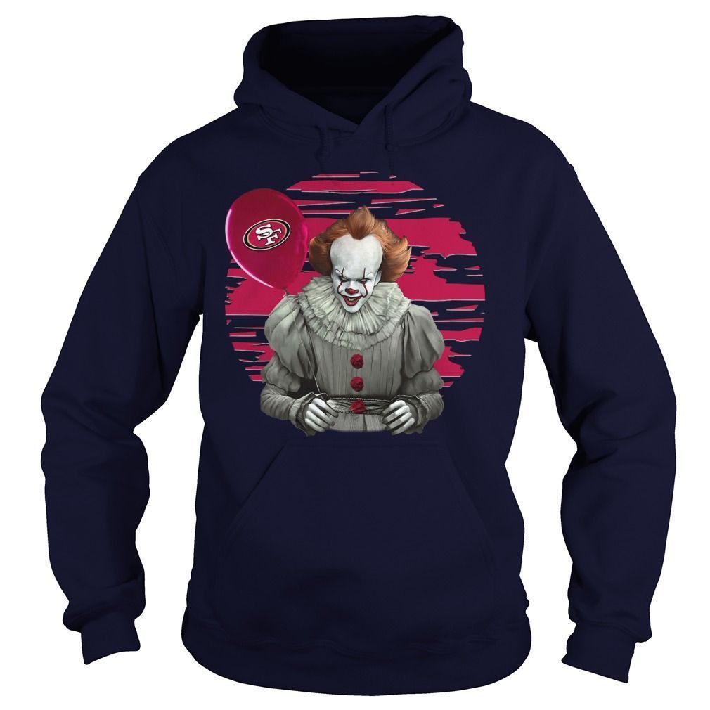 New Fashion San Francisco 49Ers Football Team Fans And Pennywise It The Clown Horror Movie Halloween Shirts