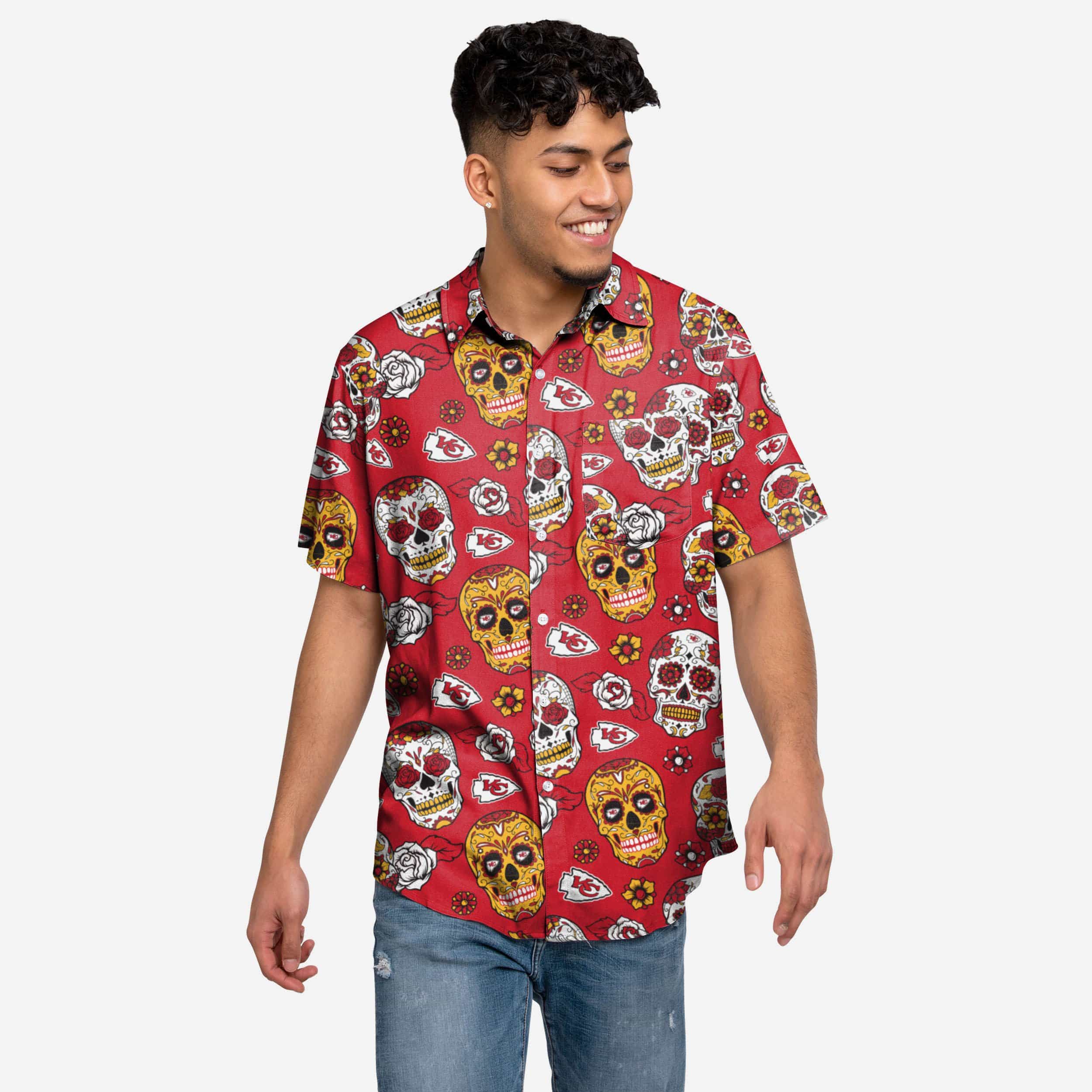 Kansas City Chiefs Day Of The Dead Button Up Shirt