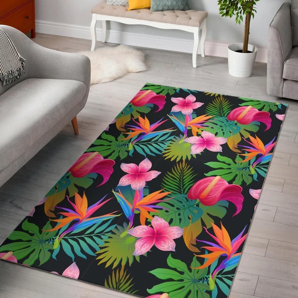 Black Background Floral Tropical Haw …