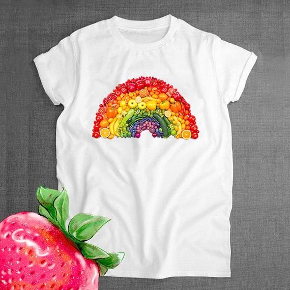 Vegan T Shirt Raibow Fruits Vegetables Funny Tee Style Tshirt Vegetables Vegi Tee Funny Vegan Plant Animal Lover Men S Women S T Vegetarian