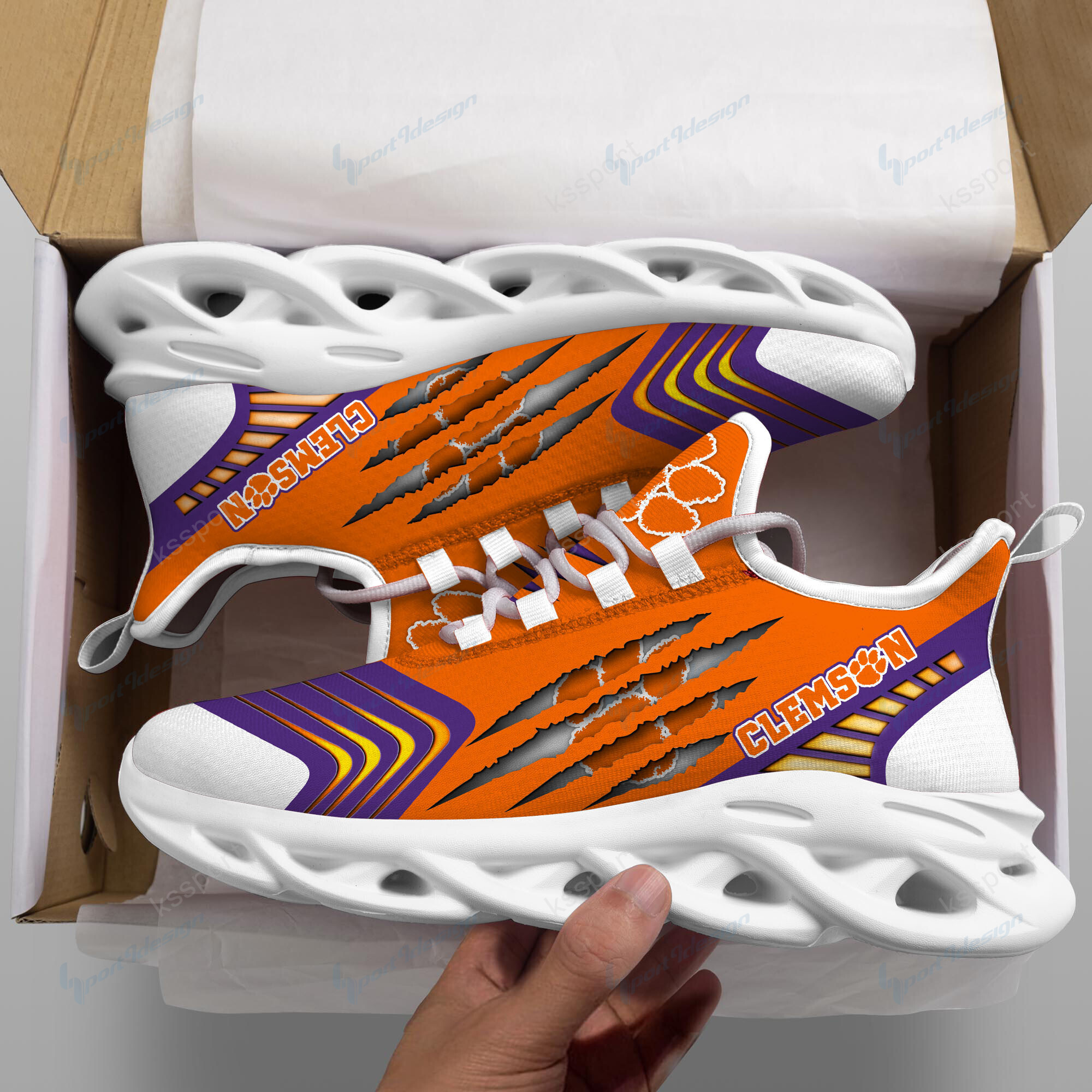 Clemson Tigers Yezy Running Sneakers Bb437