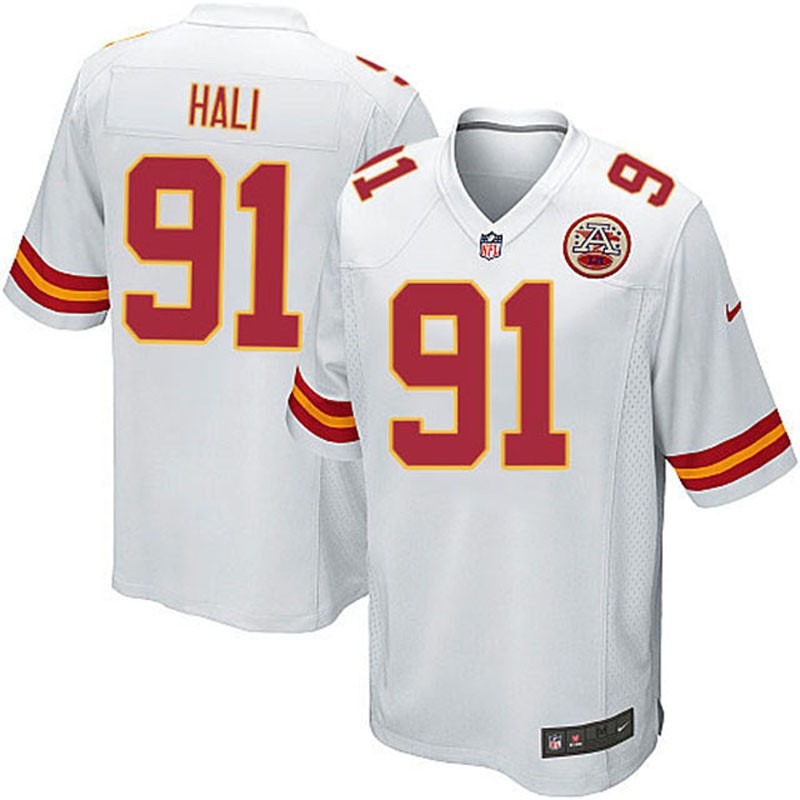 Youth Tamba Hali #91 Kansas City Chiefs White Away Game Jersey