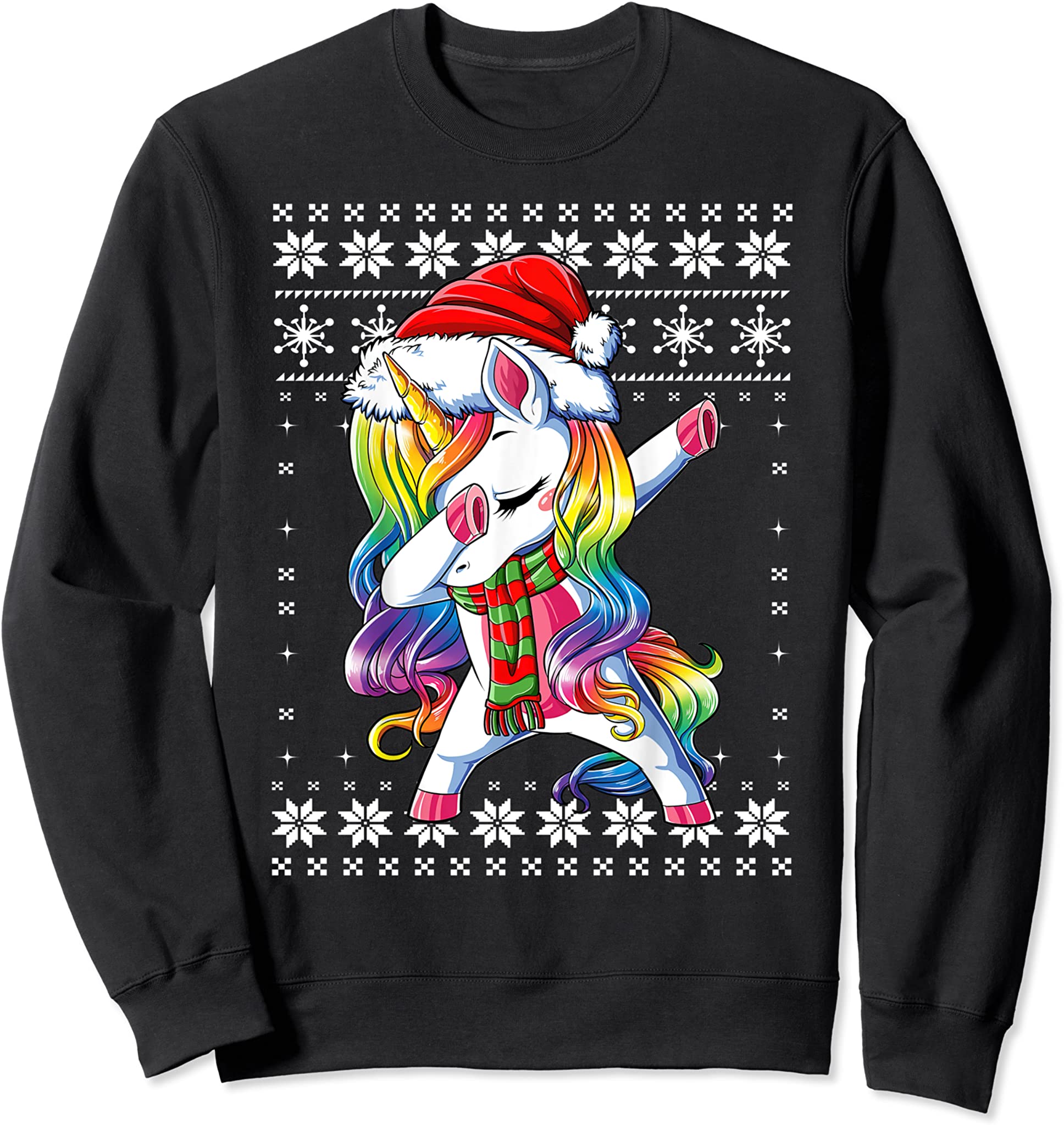 Dabbing Unicorn Santa Sweater Christmas Ugly Kids Girls Wome Sweatshirt