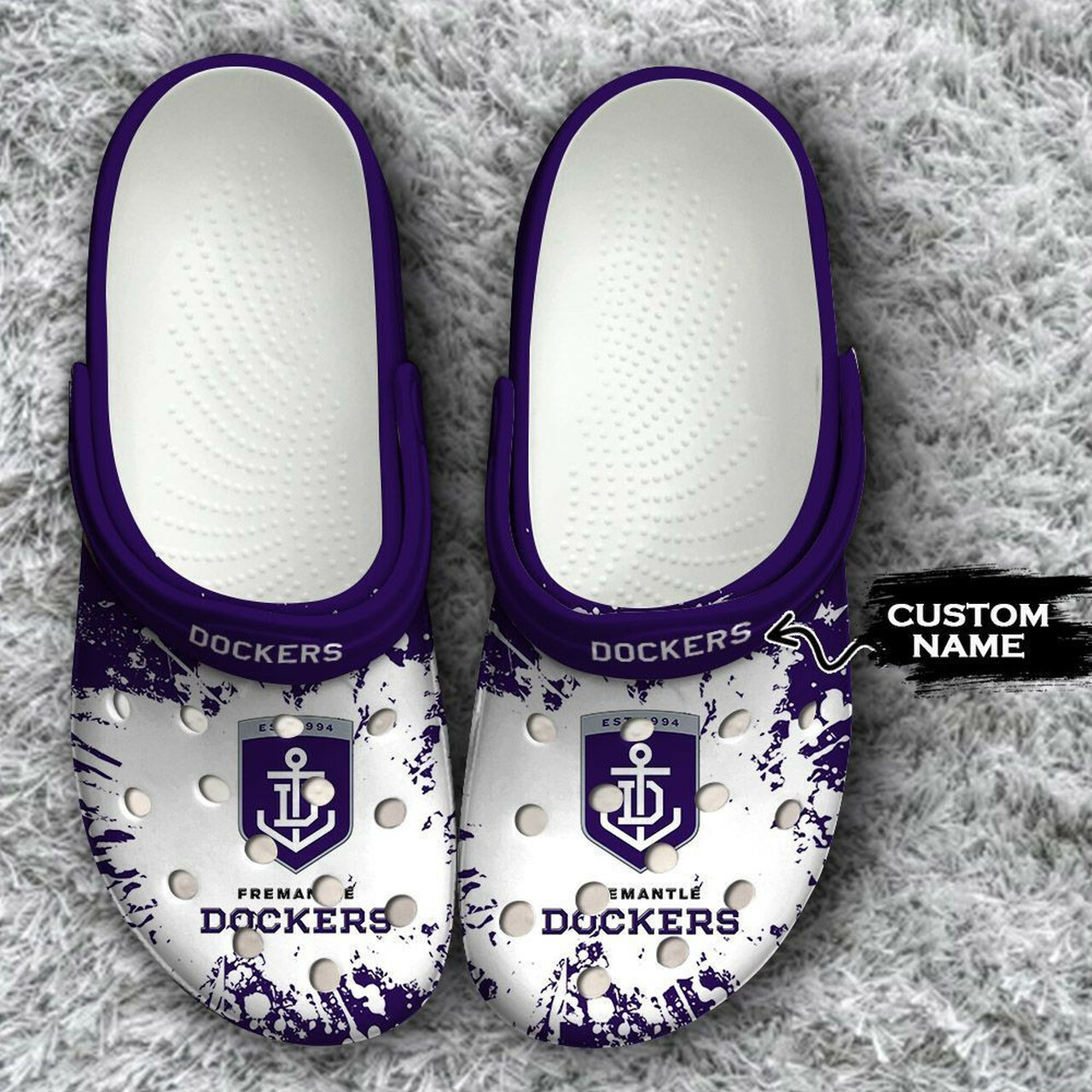 Fremantle Dockers Custom Name Purple Crocss Crocband Clog Comfortable Water Shoes