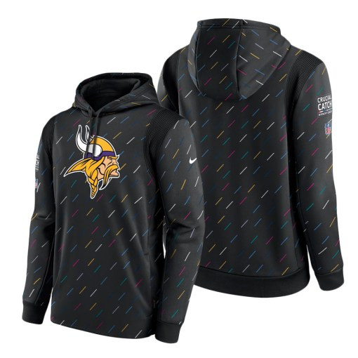 Men’S Minnesota Vikings Charcoal 2021 Crucial Catch Therma Pullover Hoodie