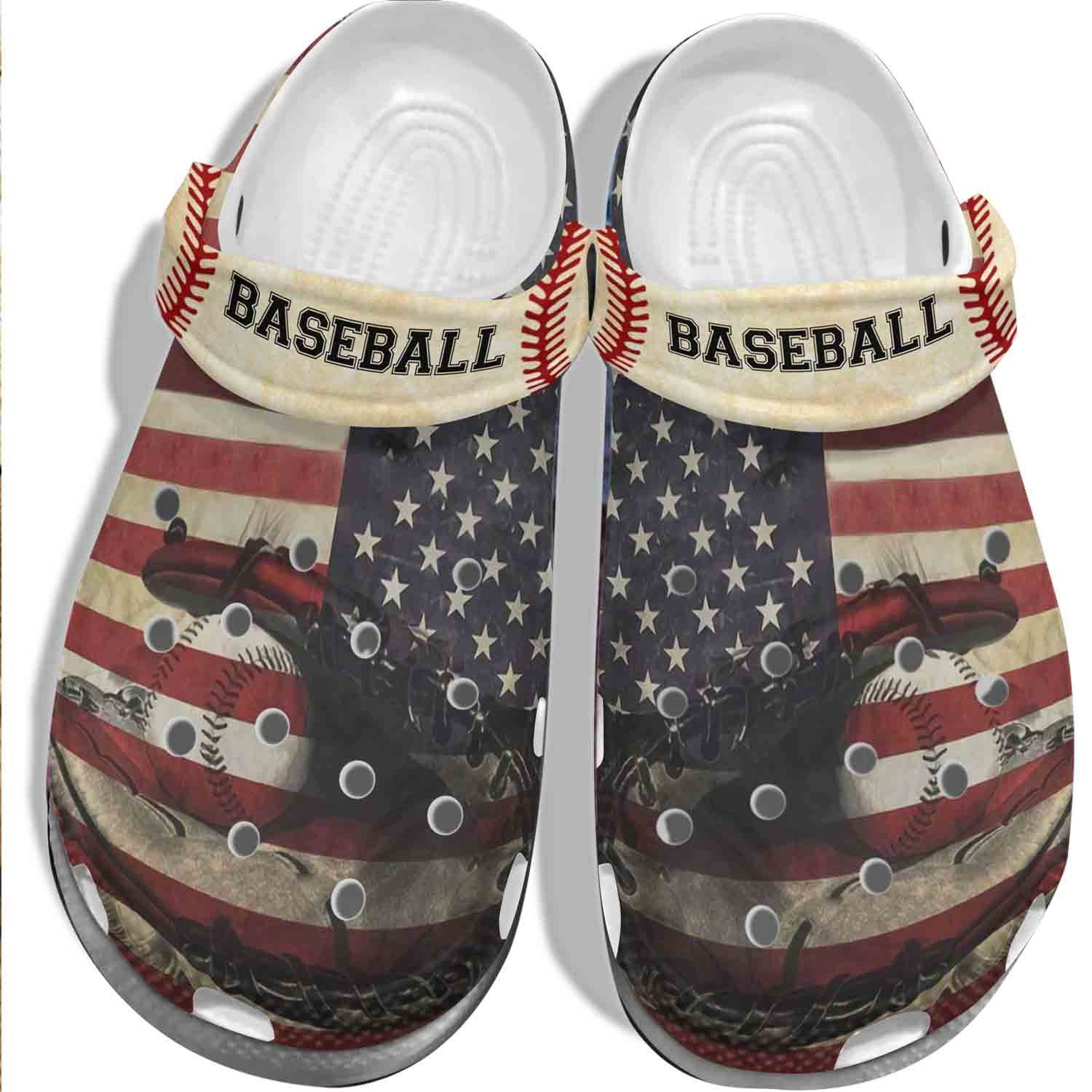 America Baseball Crocs Shoes Clogs For Batter – Baseball Outdoor Crocs Shoes Clogs For Men Women