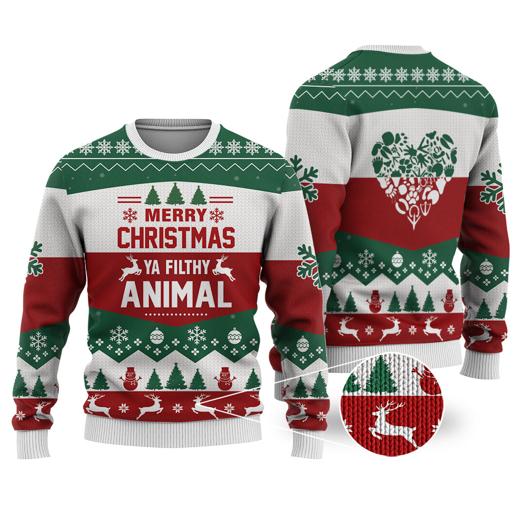 Merry Christmas Ya Filthy Animal All Sweater Christmas Knitted Sweater Print Fashion Sweatshirt For Everyone