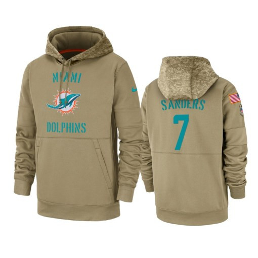 Miami Dolphins Jason Sanders Tan 2019 Salute To Service Sideline Therma Pullover Hoodie