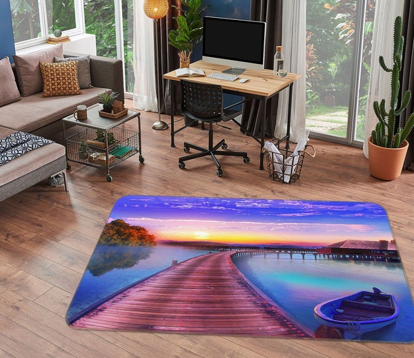 3D Bridge Gallery Lake Area Rug Home Decor