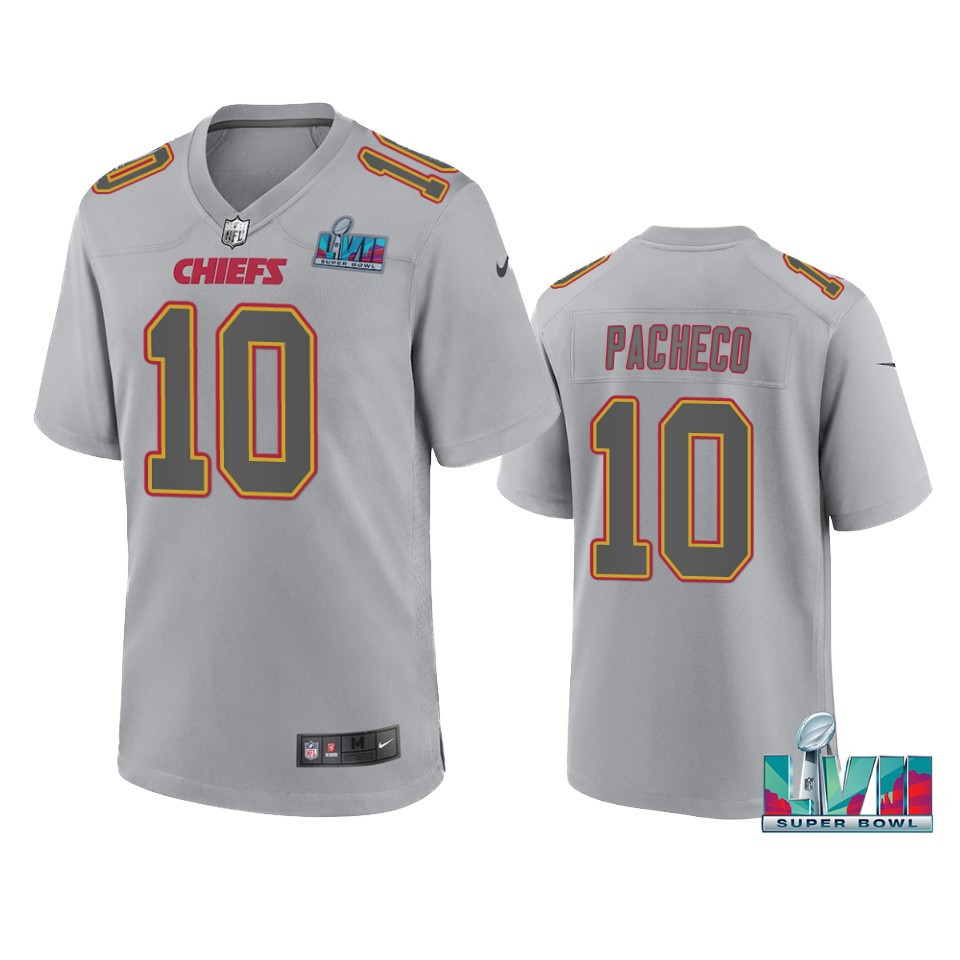 Isaih Pacheco 10 Kansas City Chiefs Super Bowl Lvii Patch Atmosphere Fashion Game Jersey – Gray