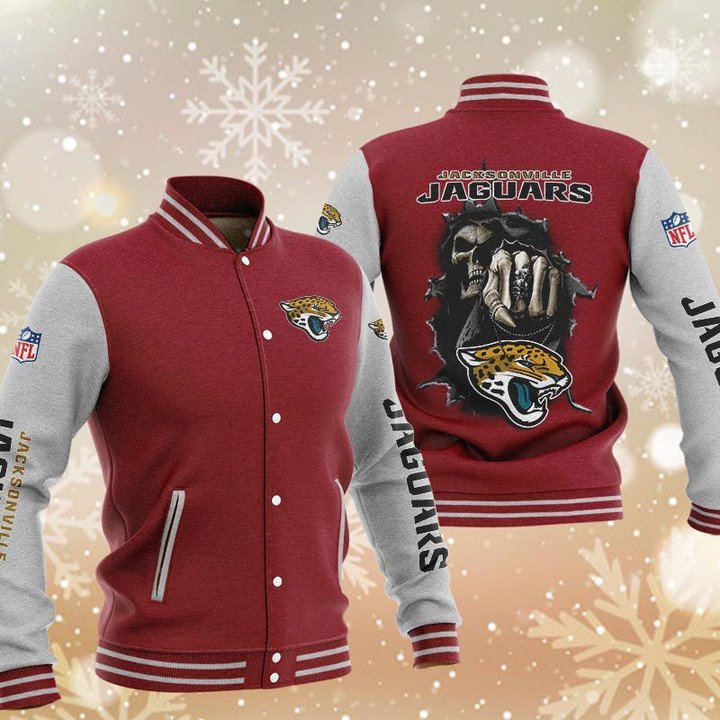 Jacksonville Jaguars Red Skull Baseball Jacket