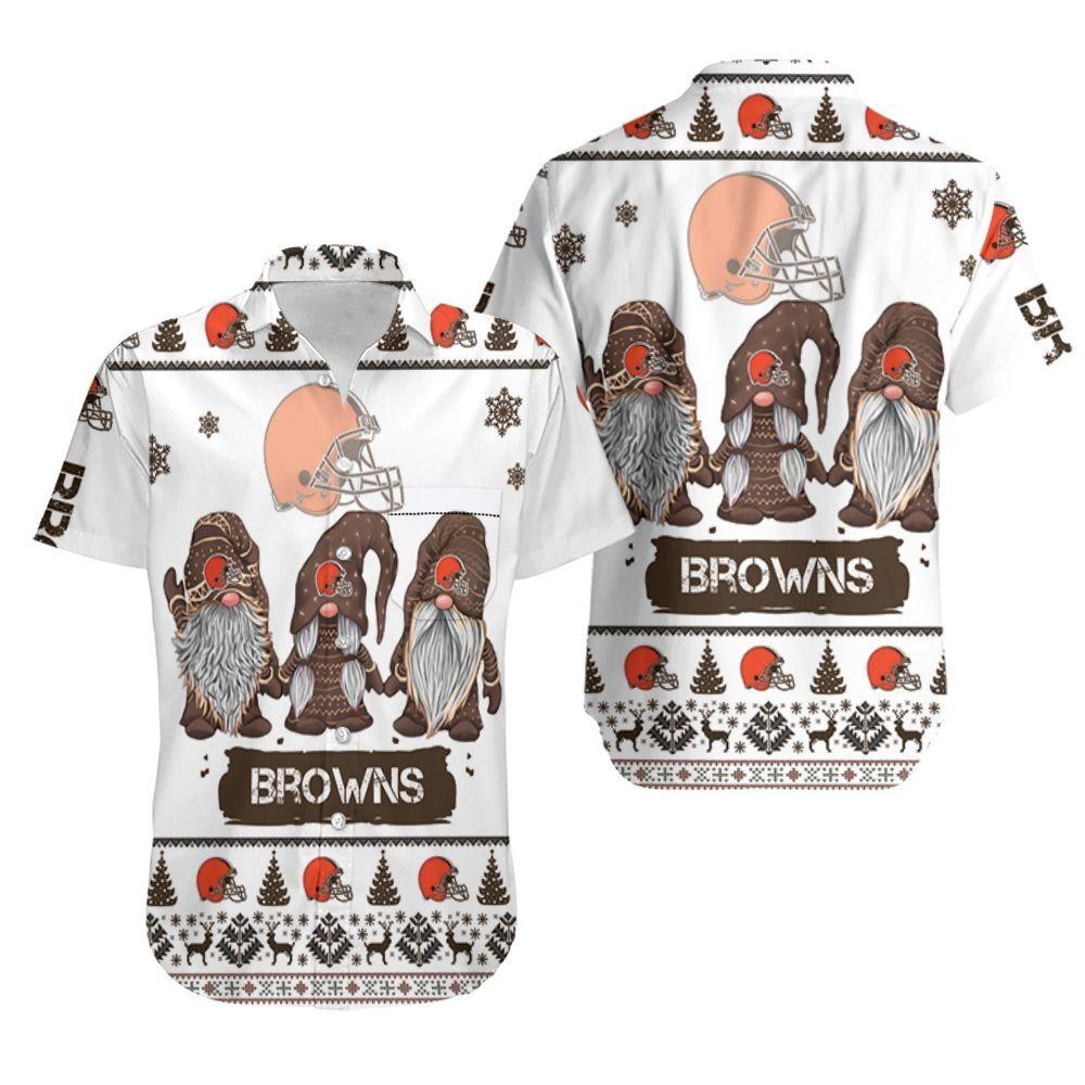 Beach Shirt Christmas Gnomes Cleveland Browns Ugly Sweatshirt Christmas 3D Hawaiian Shirt