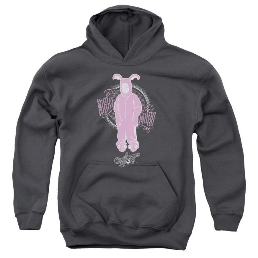 A Christmas Story Pink Nightmare Kids Youth Hoodie Charcoal