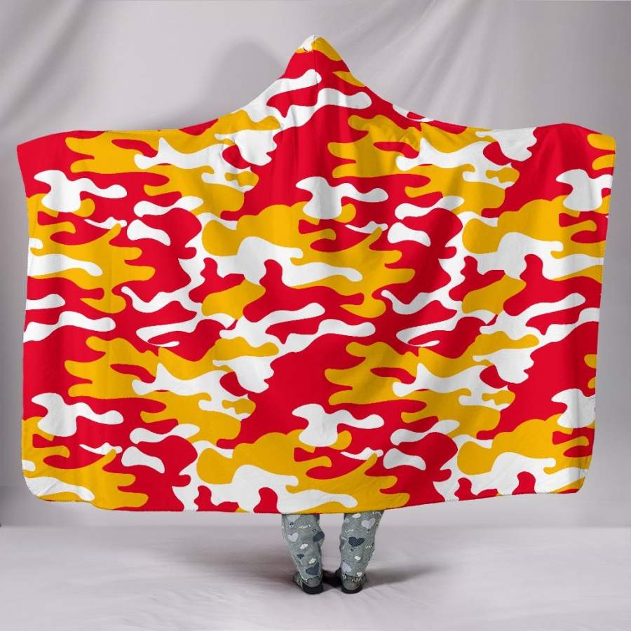 Kansas City Chiefs Inspired Hoodie Blanket Camo Snuggie Wrap Blanket Throw Gift Pro Football