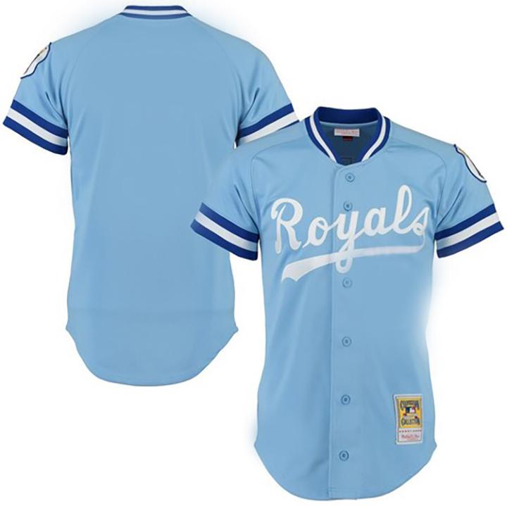 Kansas City Royals – Mens Light Blue Cooperstown Collection Throwback Game Stitched Jersey – *Pick Your Player*