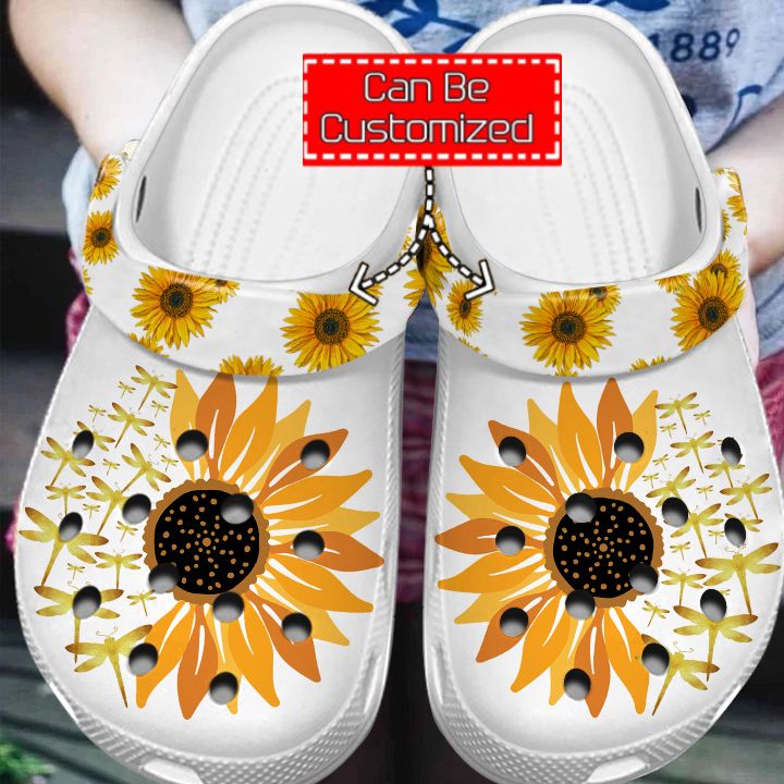 Animal Print Crocs – Dragonfly Sunflower Clog Shoes