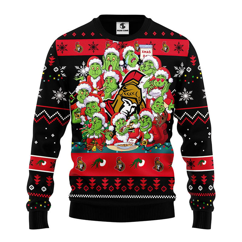 Ottawa Senators 12 Grinch Xmas Day Ugly Christmas Sweater