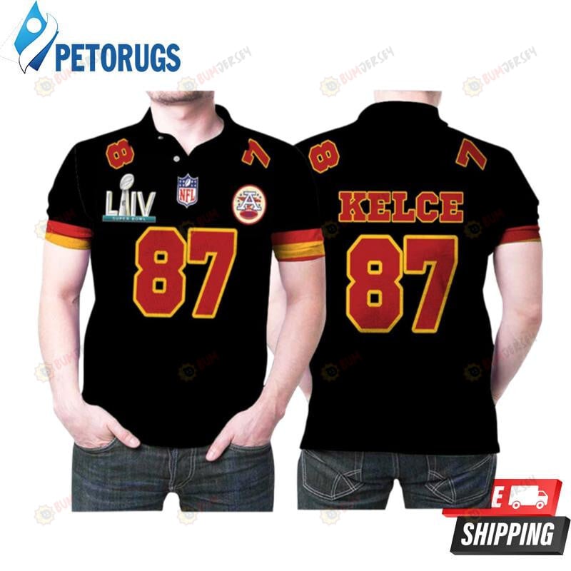 Travis Kelce 87 Kansas City Chiefs Super Bowl Red Game Style Printed Polo Shirt