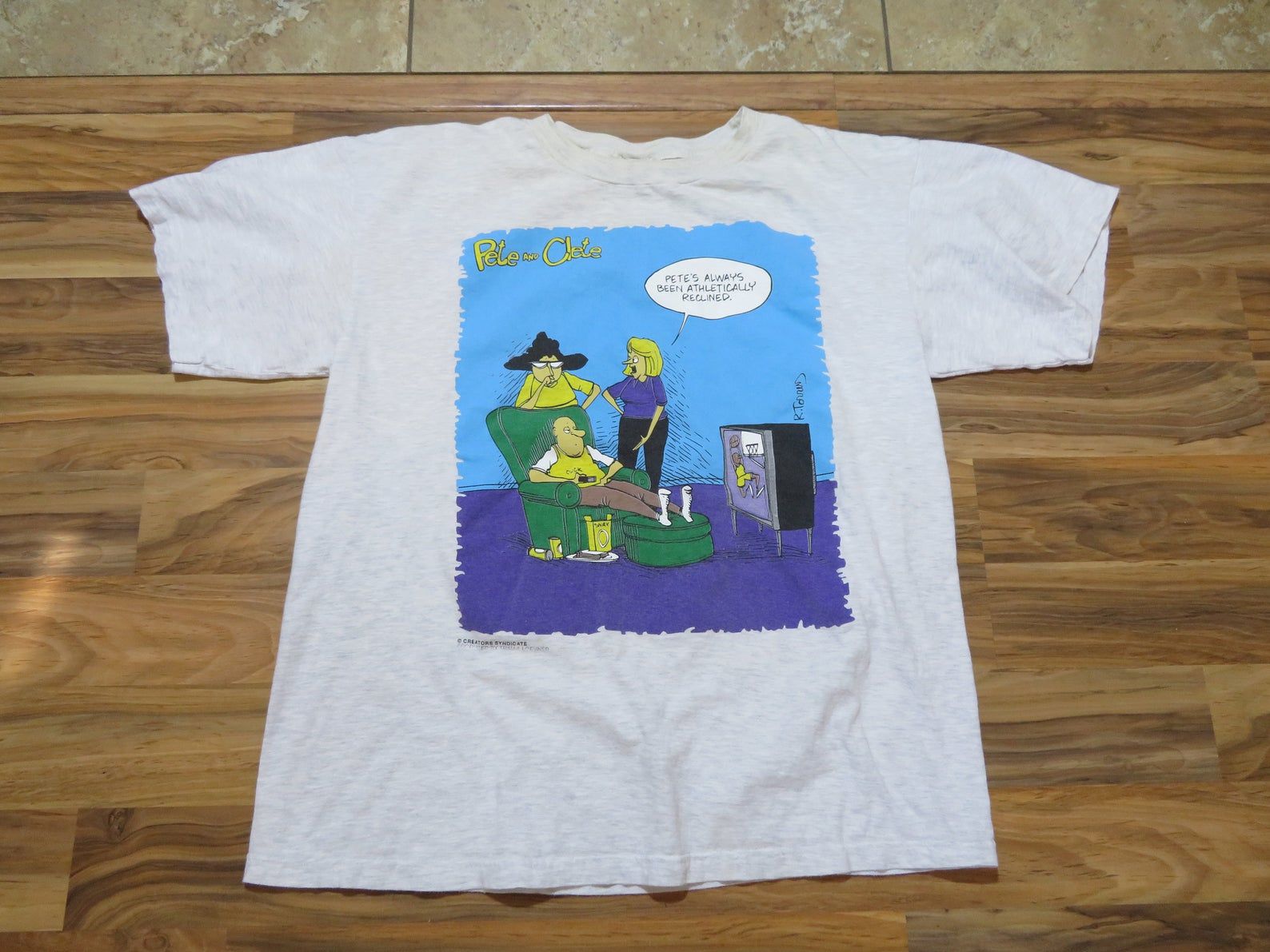 Vintage Pete And Clete Cartoon Comic Funny Gray T-shirt Sz Far Side Style