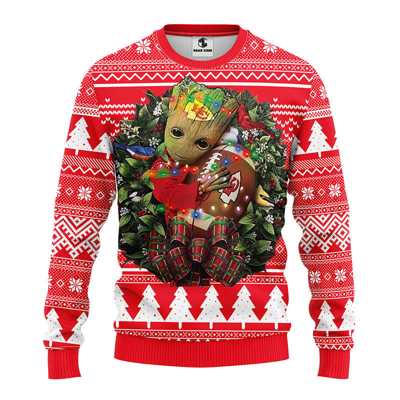 Kansas City Chiefs Groot Hug Ugly Christmas Sweater