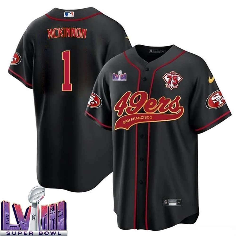 Jerick Mckinnon 1 Kansas City Chiefs Super Bowl Lviii Baseball Men Jersey – Black