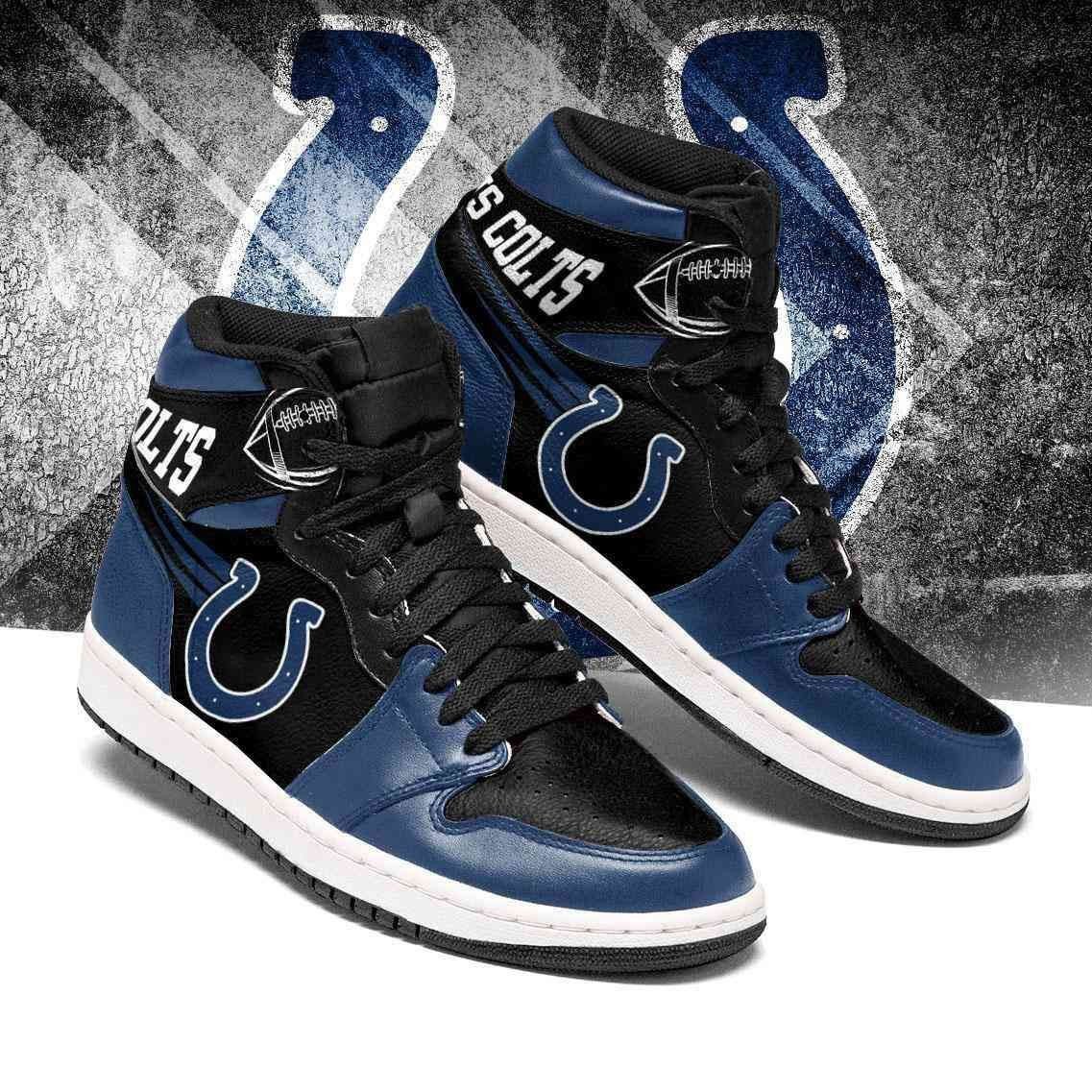 Typical Indianapolis Colts Football Air Jordan 1 Mid Printing Shoes Sneaker