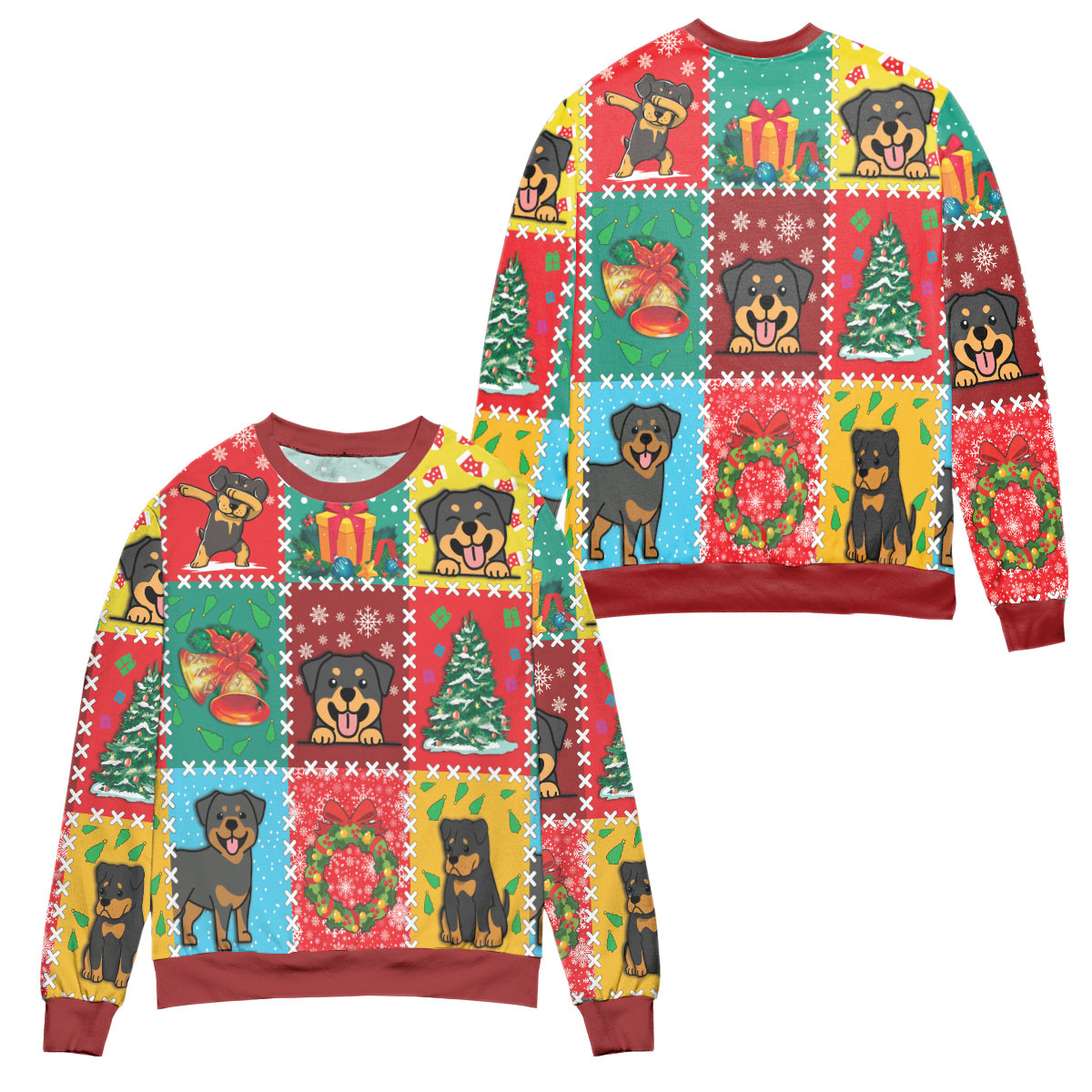 Christmas Vacation With Rottweiler Snowflake Ugly Christmas Sweater – All Over Print 3D Sweater