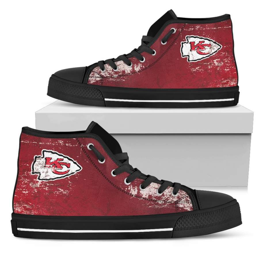 Grunge Vintage Logo Kansas City Chiefs High Top Shoes